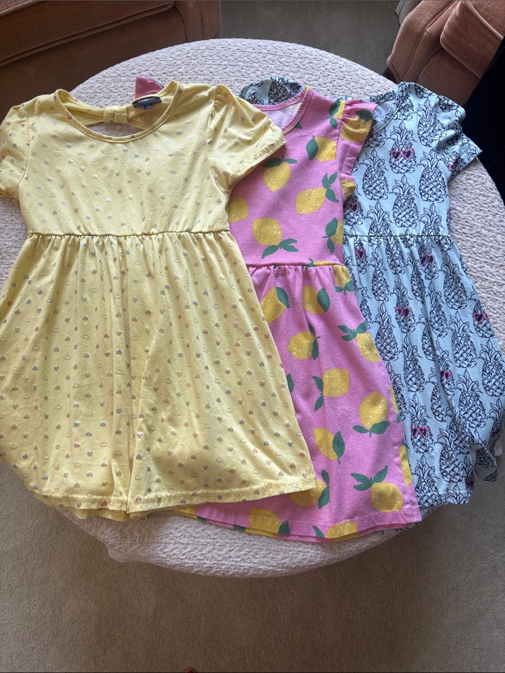 Girls Yellow, Pink & Blue Casual Dress Trio